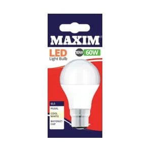 Maxim10W=60W LED Light Bulb BC CW 10s