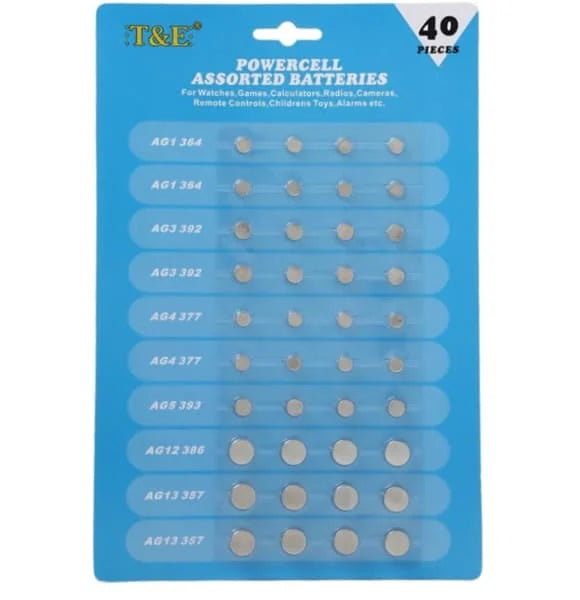 Powercell Assorted Batteries 40pcs 40s