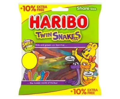 Haribo Twin Snakes (+10%Extra) 12 x 154g