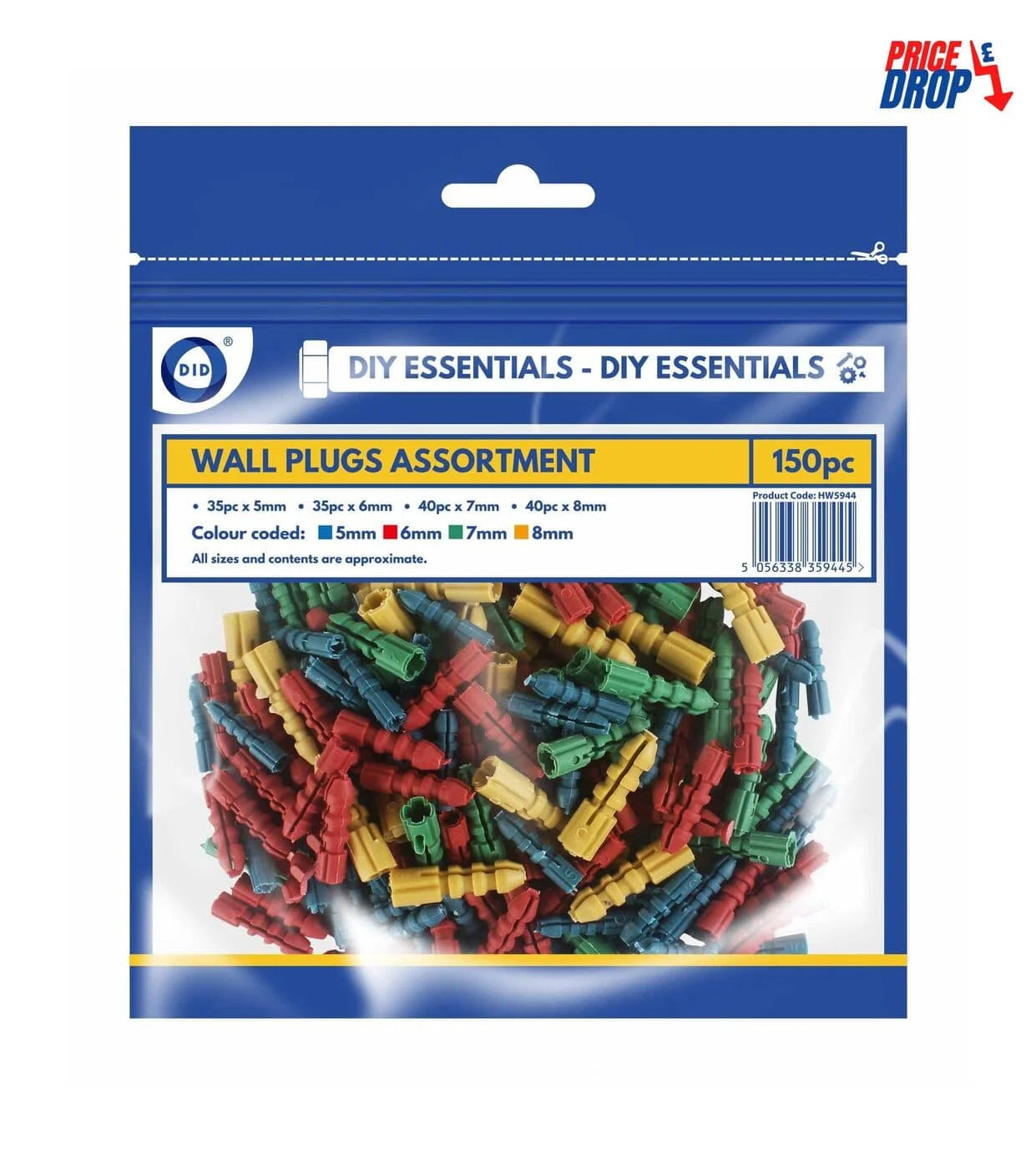 DiD 150pc Wall Plugs Assortment 150pcs