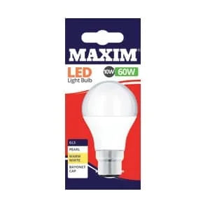 Maxim 10W=60W LED Round BC WW Prl 10s