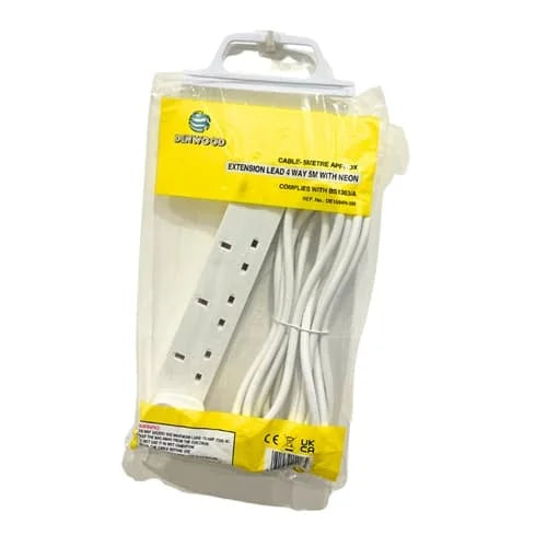 DEW 4Way 5M Extension Lead with Neon 5m