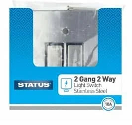 Status 2Gang 2Way S/Steel Light Switch Single