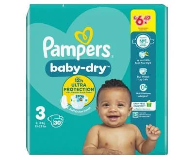Pampers Baby Dry Nappy S3 4 x 30s