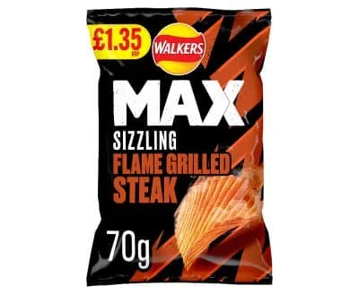 Walkers Max Sizzling Flame Grilled Steak 15 x 70g