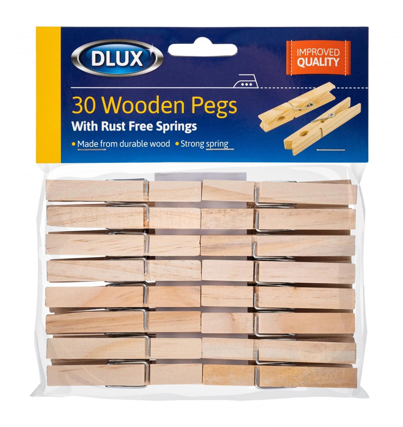 Dlux Wooden Cloth Pegs 30s