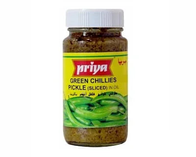 Priya Green Chilli (Sliced) Pickle 12 x 300g