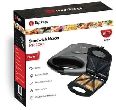 Maya Sandwich Maker Non Stick Black 850w