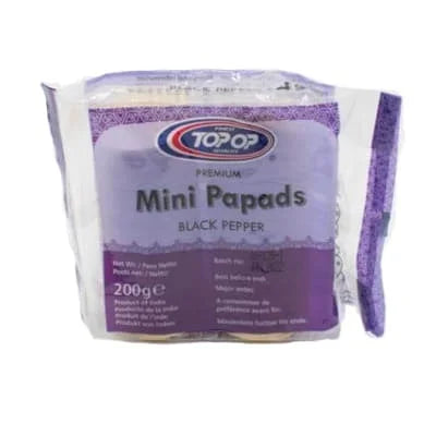 Top Op Mini Papad Black Pepper 10 x 200g
