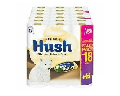 Hush 3ply Shea Butter Toilet Rolls 2 x 18s