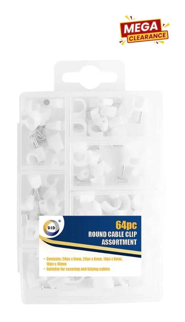 Dina 64pcs Round Cable Clip Assortment 64pcs