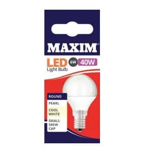 Maxim 6W=40W LED Round SES CW Prl SW 10s