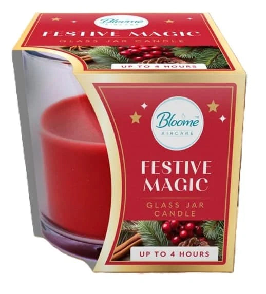 Bloome Festive Scented Glass Candle Jar 20Hours 6pk