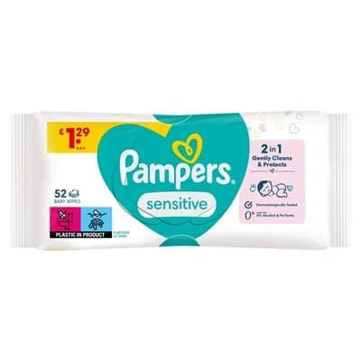 Pampers Sensitive Baby Wipes 12 x 52s