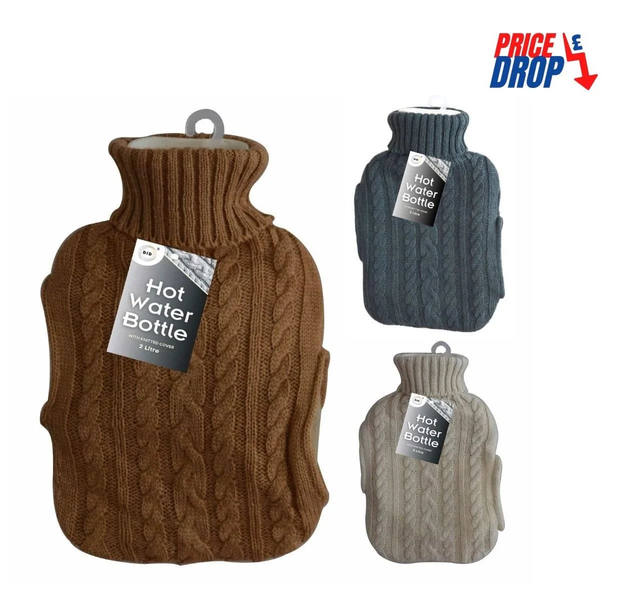 Dina Hot Water Bottle & Knitted Cover 2ltr