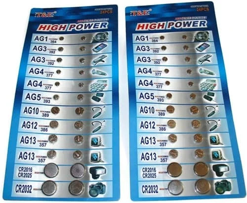 T & E Assorted Button Batteries 24s