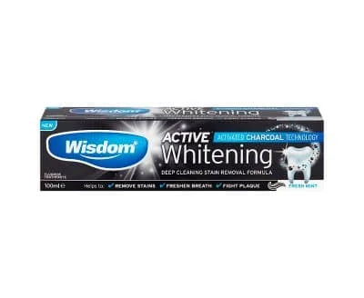 Wisdom Active Whitening Charcoal Toothpaste 12 x 100ml