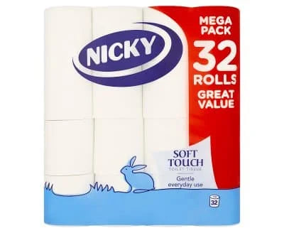 Nicky Soft Touch White Toilet Roll 2ply 32s