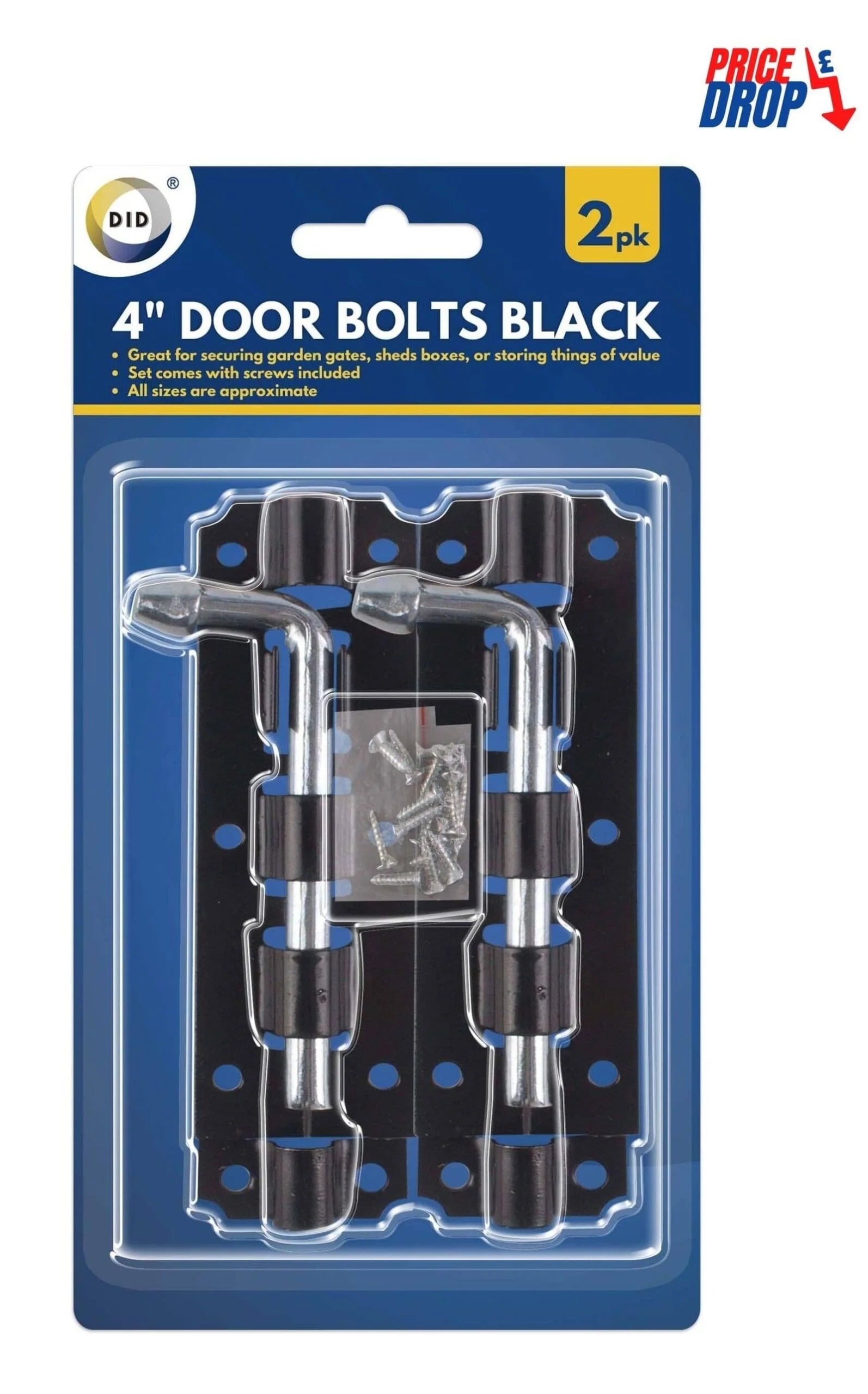 DID Door Bolts Black 2s 2s