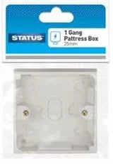 Status 1Gang Pattress Box 25mm Single