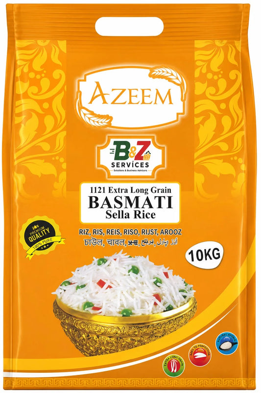 10KG - Basmati Sella Rice, Azeem 1121 Extra Long Grain