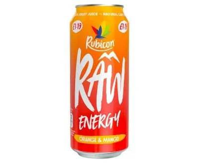 Rubicon Raw Orange/Mango Energy Can 12 x 500ml