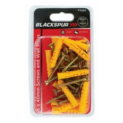 BS 40mm Screws and Wall Plugs 1s
