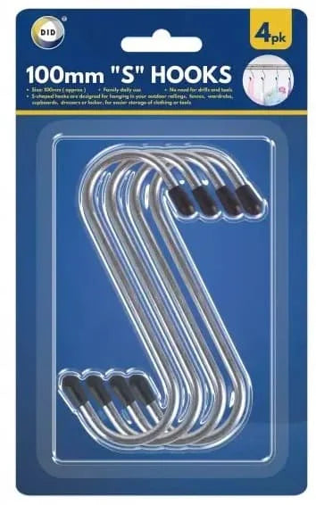 DID 100mm "S" Hooks 4pcs