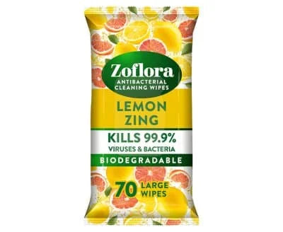Zoflora Lemon Zing Biodegradable Wipes 6 x 70s