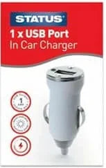 Status 1 Port 1A USB Car Charger Single