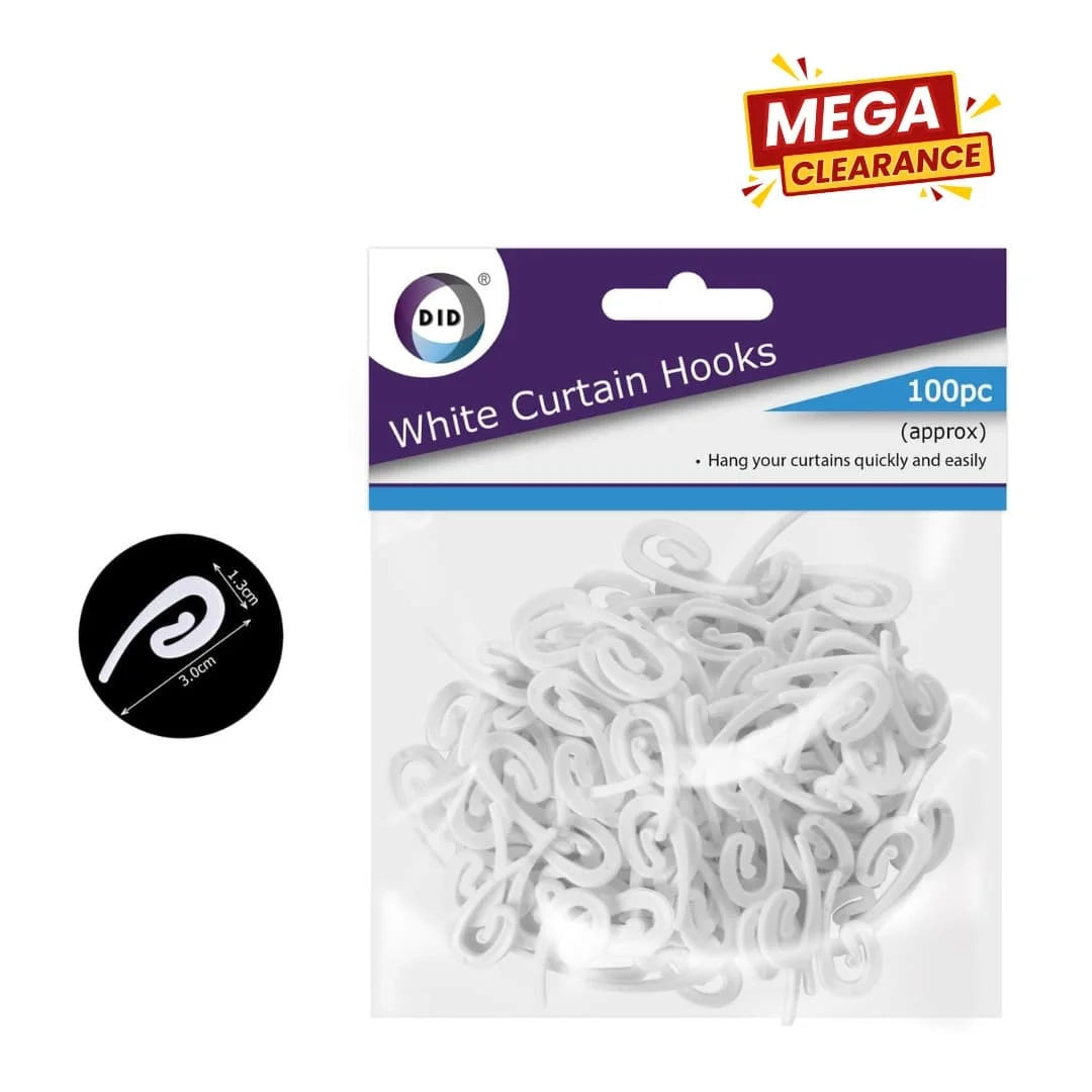Dina White Curtain Hooks 100s