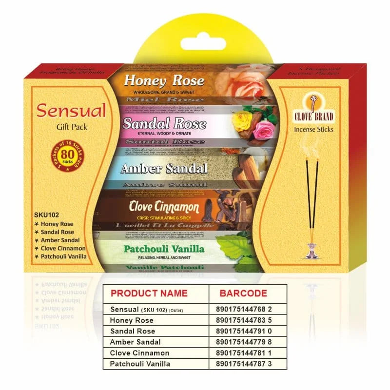 Clove Sensual Window Pack Incense Sticks 5 x 16sticks