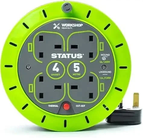 Status 5m 4Socket 13ATC Cable Reel Single