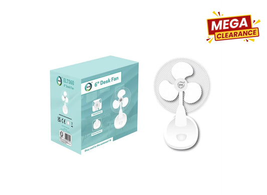 DID White Desk Fan 6" Single