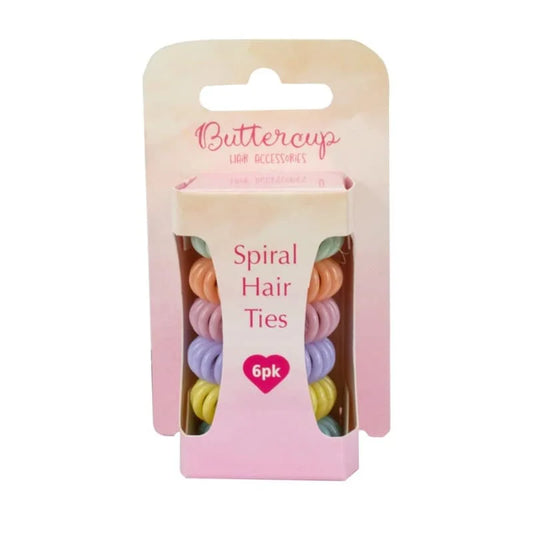 Buttercup Small Coloured Spiral Hair Ties 6pk