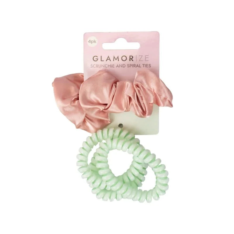 Glamorize Hair Scrunchie & Spiral Ties 4pk
